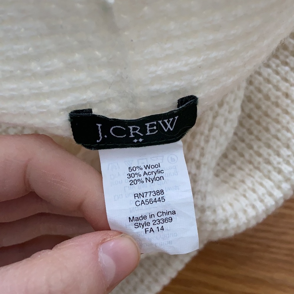 J.Crew Factory Waffle Wool Infinity Scarf Ivory - Picture 2 of 3